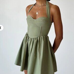 Green Mini Halter Dress
